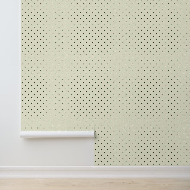 Papier Peint Pois vert foncé sur crème légère (Application)