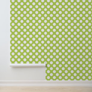 Papier Peint Pois verts, Motif à points Polka, points, pointill
