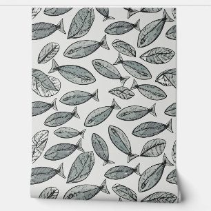 Papier Peint Poissons et Feuilles