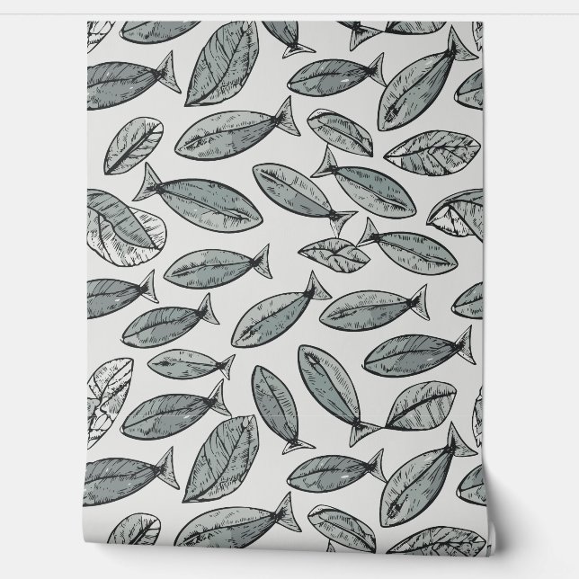 Papier Peint Poissons et Feuilles (Déroulement)