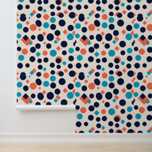 Papier Peint Pop Polka rétro : Cercles géométriques et Carré