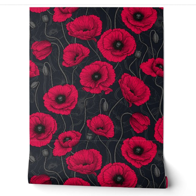 Papier Peint Poppies rouges (Déroulement)