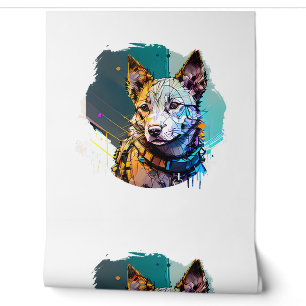 Papier Peint Portrait de chien de style Art d'encre