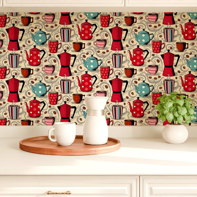 Papier Peint Pots à café et tasses Cuisine mignonne (Créateur téléchargé)