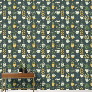 Papier Peint Pots à fleurs botaniques Amateurs de Plante Motif 