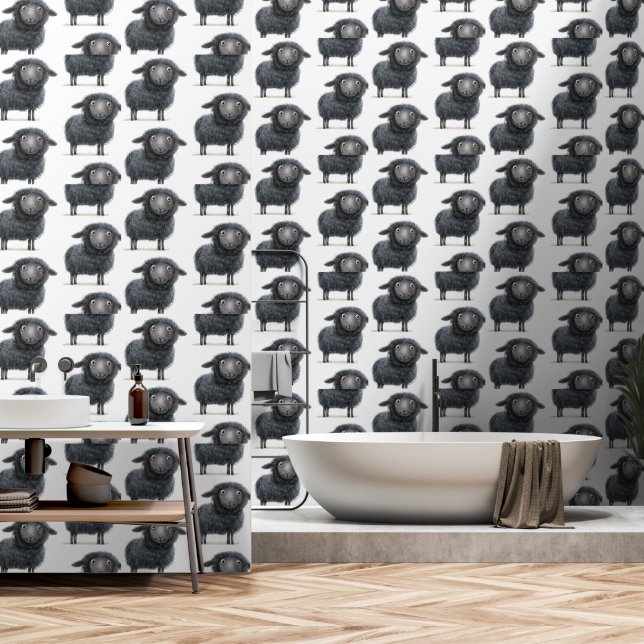 Papier peint pour mouton noir (Salle de bain)