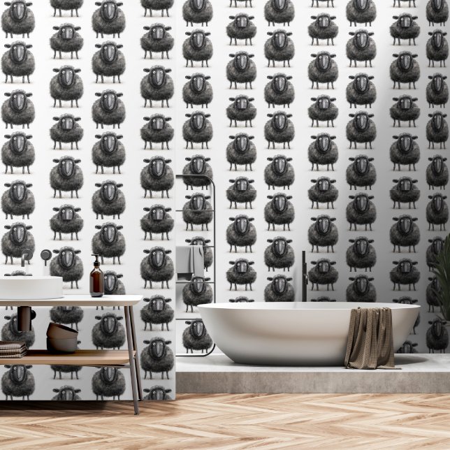 Papier peint pour mouton noir (Salle de bain)
