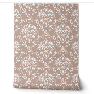Papier Peint Pourpre Aubergine Damassé