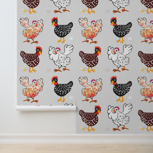Papier Peint Quatre poules heureuses