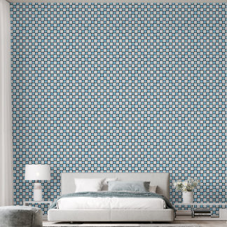 Papier Peint Quatrefeuille géométrique bleu noir blanc personna