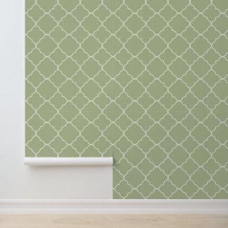 Papier Peint Quatrefoil vert clair moderne