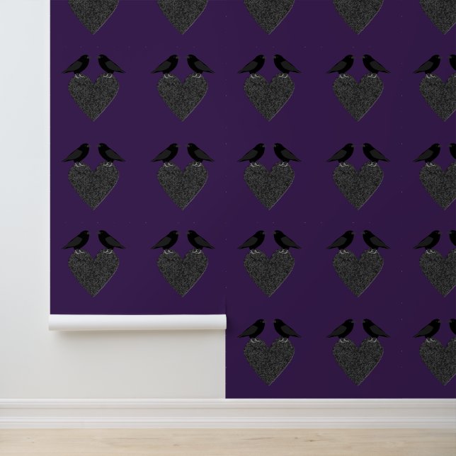 Papier Peint Ravens gothiques et le coeur noir (Application)