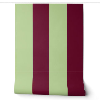 Papier peint rayé bordeaux et vert sauge