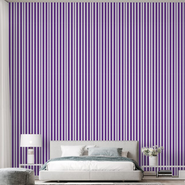Papier peint rayé violet (Chambre à coucher)