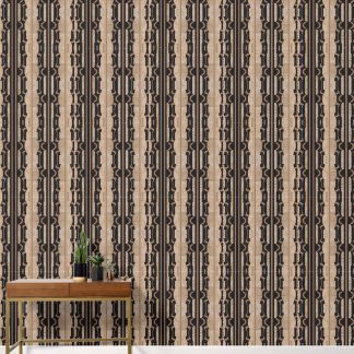 Papier Peint Rayure de chaîne patrimoniale (Noir + Sable) Luxe