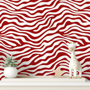 Papier Peint Rayure Zèbre Rouge et Blanc