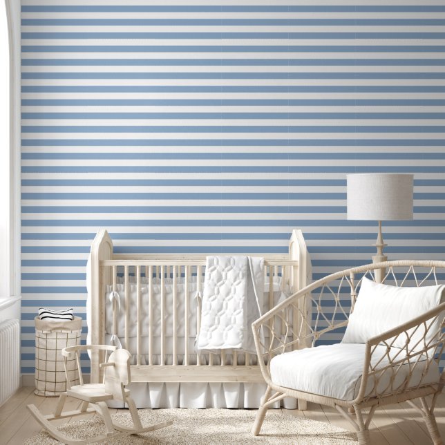 Papier Peint Rayures Bleues Et Blanches En Poudre Modernes (Enfants)