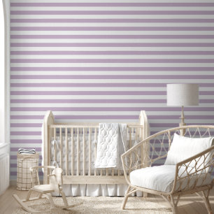Papier Peint Rayures horizontales larges violettes et blanches 