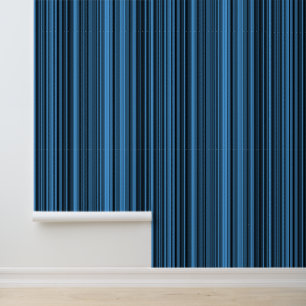 Papier Peint Rayures Noir Bleu