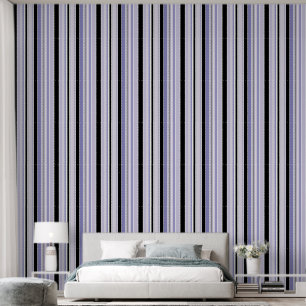 Papier Peint Rayures noires, blanches et lilas modernes