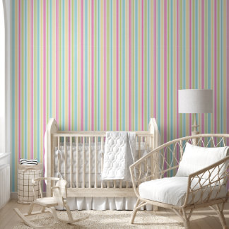 Papier Peint Rayures pastel sur fond blanc