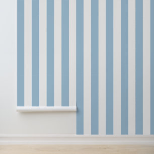 Papier Peint Rayures verticales audacieuses bleu ciel et blanc