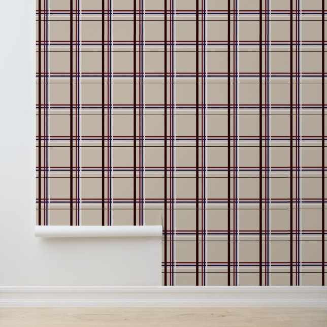 Papier Peint Red and Blue Neutral Plaid (Application)