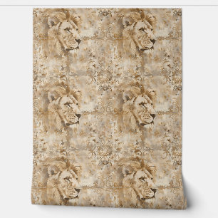 Papier Peint Regal Lion Essence Petite - Or, Beige