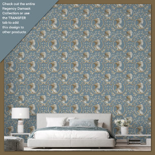 Papier Peint Regency Era Cameo et Floral Damask inspiré