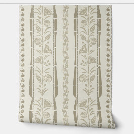 Papier Peint Regency Floral Stripes - Khaki - Cream
