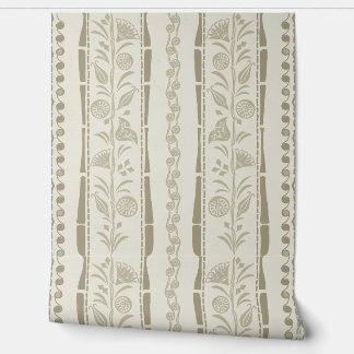 Papier Peint Regency Floral Stripes - Khaki - Cream