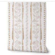 Regency Floral Stripes - Sand Beige - Cream 