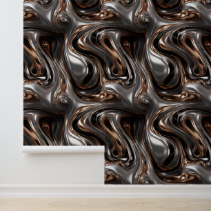 Papier Peint Résumé Motif en cuivre noir liquide en argent
