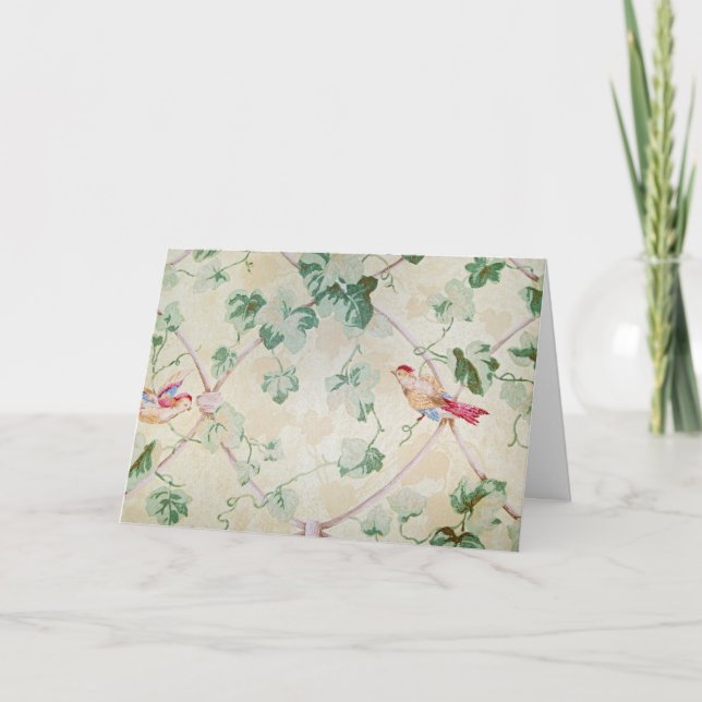 Papier peint rétro avec Merci d'oiseaux (Devant)