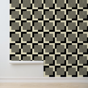 Papier Peint Retro Black & Tan Pattern