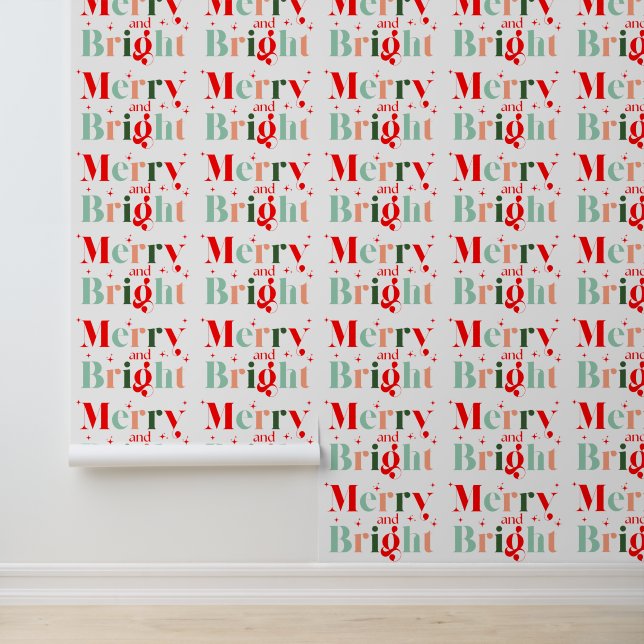 Papier Peint Retro Merry and Bright Christmas (Application)