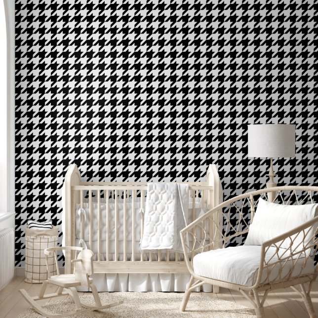 Papier Peint Retro Moderne Noir Blanc Tissage des dents (Enfants)