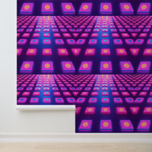 Papier Peint Retro Neon Llow Disco Dance Floor   Retirez puis c