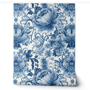 Papier Peint Rêves bleus Chinoiserie aquarelle florale