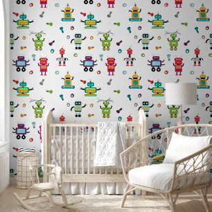 Papier Peint Robots multicolores mignons Motif robotique pour e