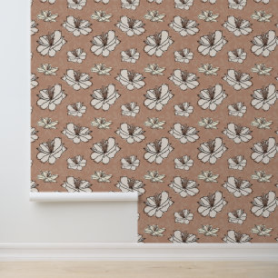 Papier Peint Romantique motif floral Terracotta