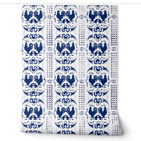 Rooster rustique et Motif de grange Bleu blanc