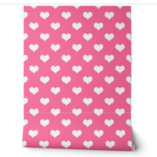 Papier Peint Rose Blanc amour Coeur Motif Design