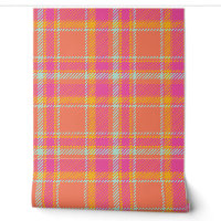Rose chaud et orange plaid