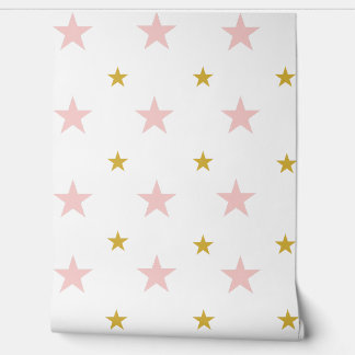 Papier peint rose et or étoiles Nursery