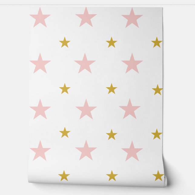 Papier peint rose et or étoiles Nursery (Déroulement)