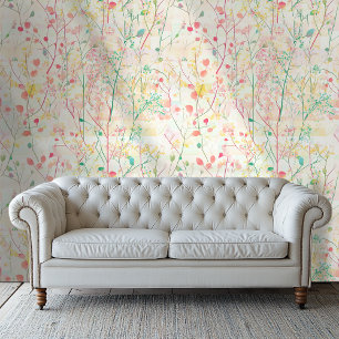 Papier Peint Rose et vert Delicate Artistique Floral