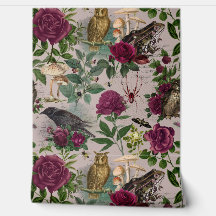 Papier peint rose Goblincore Forêt Enchantée