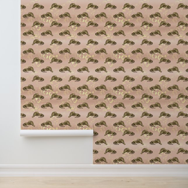 Papier Peint Rose Gold Leopards Animal (Application)