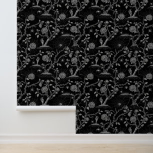 Papier Peint Rose gothique et Motif osseux
